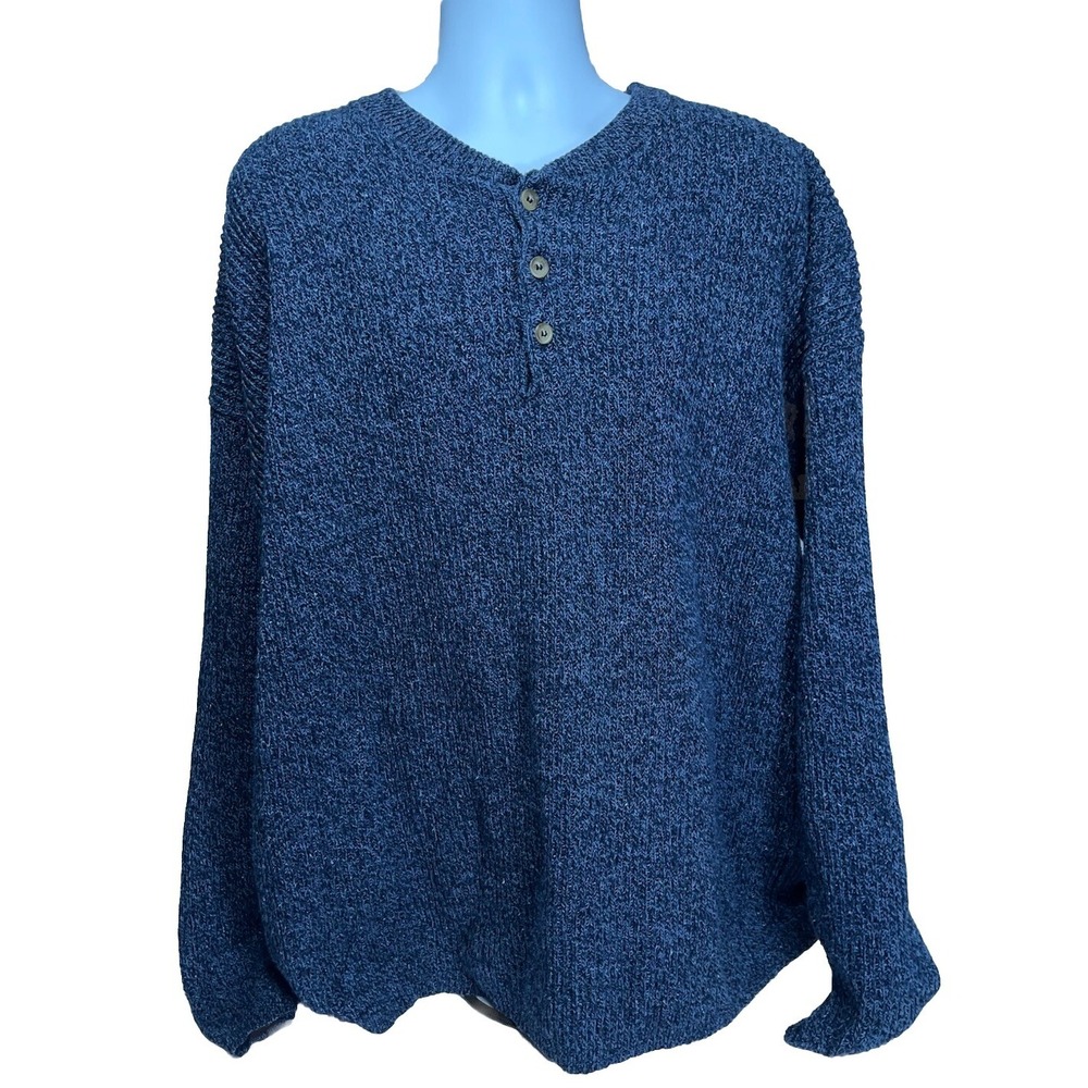 Himalaya Outfitters Vintage 80s Cable Knit Henley‎ Sweater USA Big & Tall 3XLT
